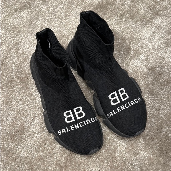 Balenciaga Shoes - Balenciaga Black Knit High-Top Sneakers